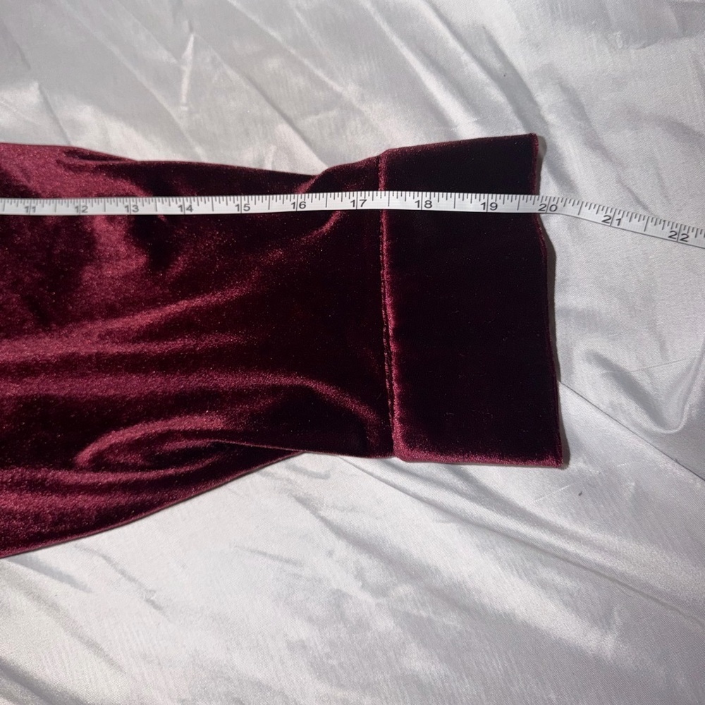 CeCe Burgundy Velvet Long Sleeve Button-Down Blouse - Size XL - Picture 8 of 9
